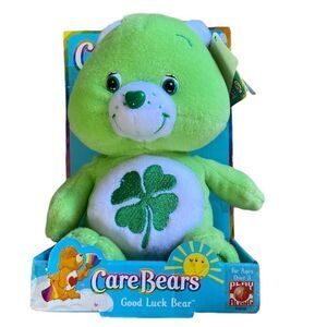NWT Vtg 2002 Care Bears Good Luck Bear Stuffed Animal